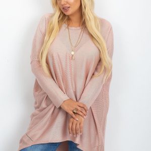 RUE PARIS Dirty Pink Plus Size Sweater Ester