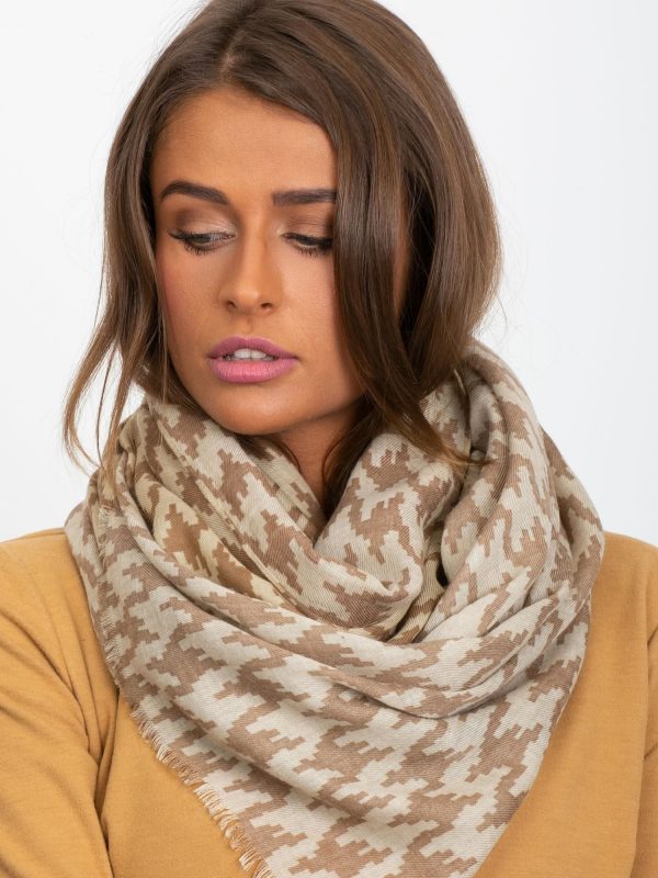 Beige scarf in houndstooth