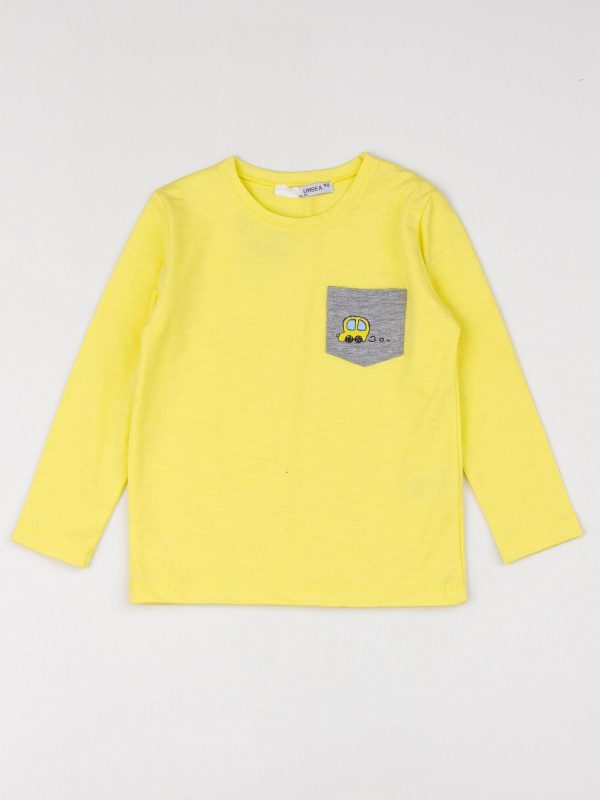 Yellow children's blouse with pocket