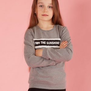 Gray girl sweatshirt with fur applique