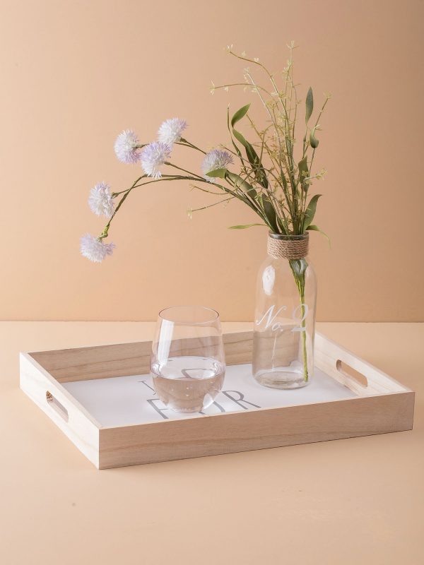 White wooden tray with lettering