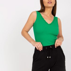 Green fitted top basic in stripes RUE PARIS