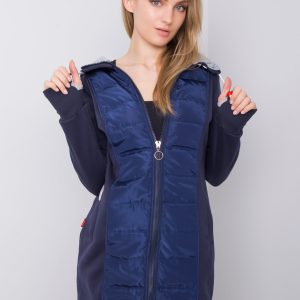 Navy blue hooded long coat sweatshirt