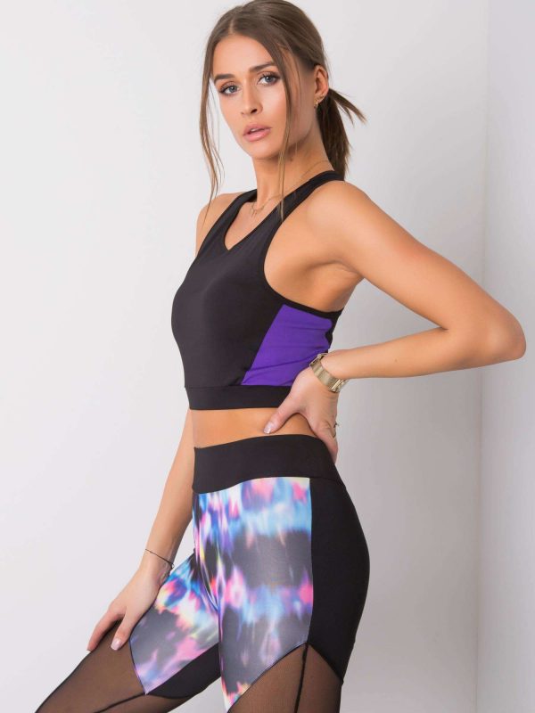 Black and purple Lorena sports top FOR FITNESS