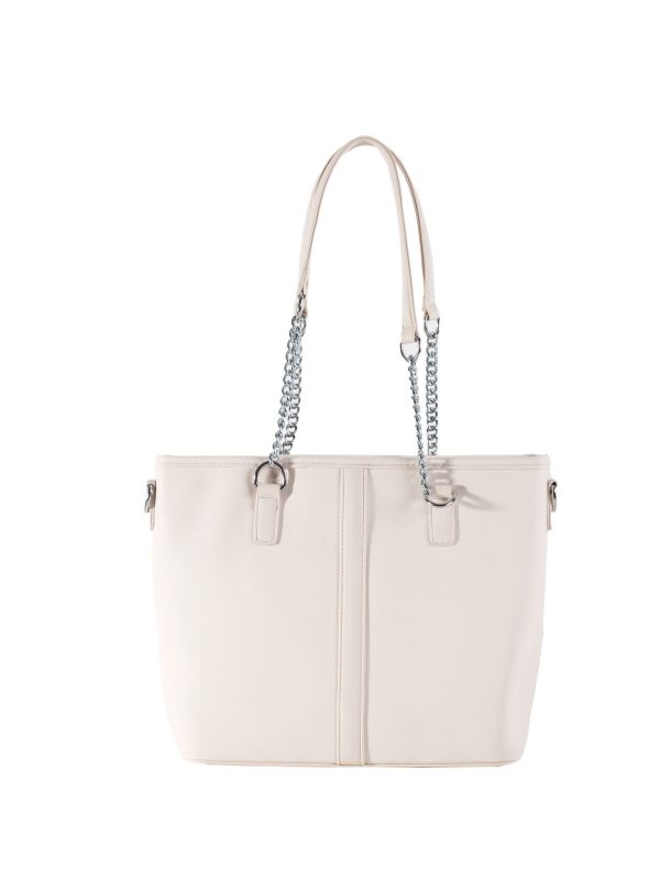 Light Beige Roomy Eco Leather Shoulder Bag