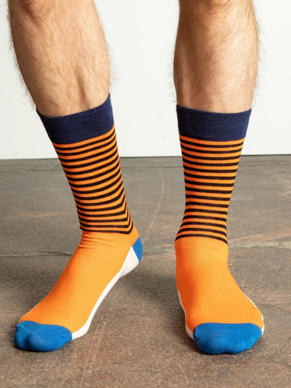 Orange Cotton Mens Socks