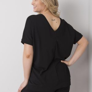 Black plus size blouse with sequins Zaria