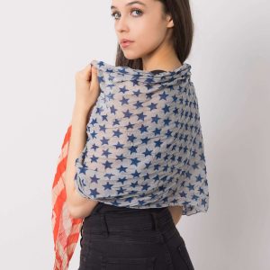 Blue and red scarf with print