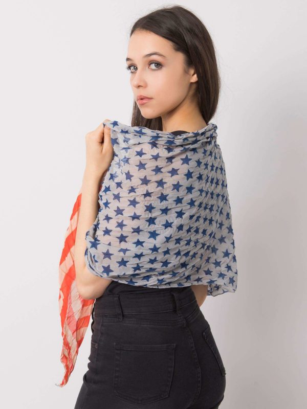 Blue and red scarf with print