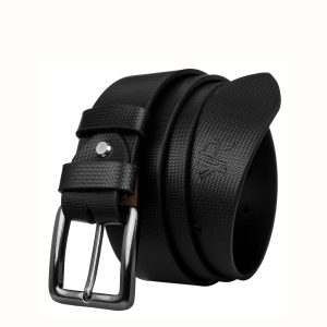 Mens Pattern Black Leather Strap