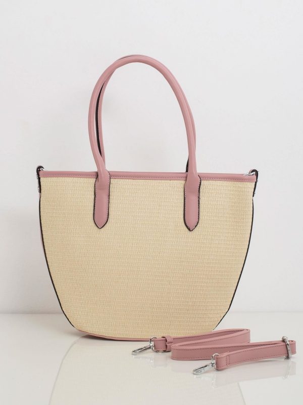 Beige and heather bag with braid