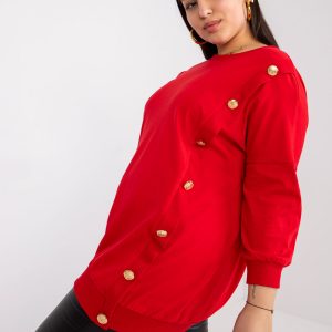 Red plus size blouse with round neck Brigitte