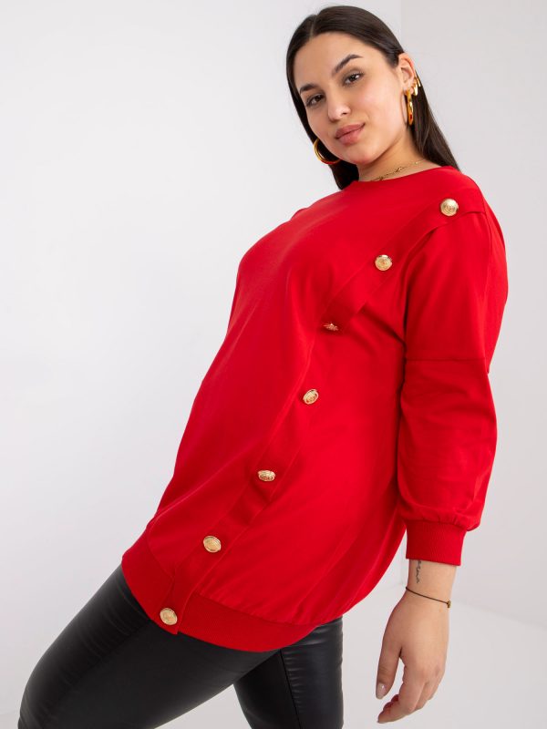 Red plus size blouse with round neck Brigitte