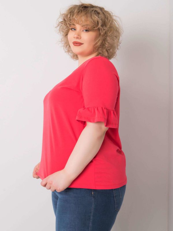 Yareli Coral Plus Size Cotton Blouse