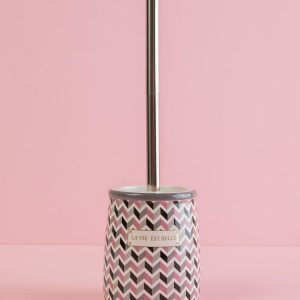 Grey and pink toilet brush