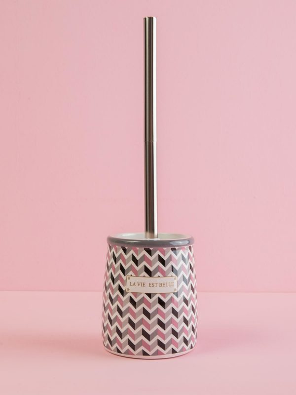 Grey and pink toilet brush