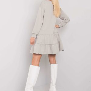 Light Grey Cassie Ruffle Sweatshirt Dress