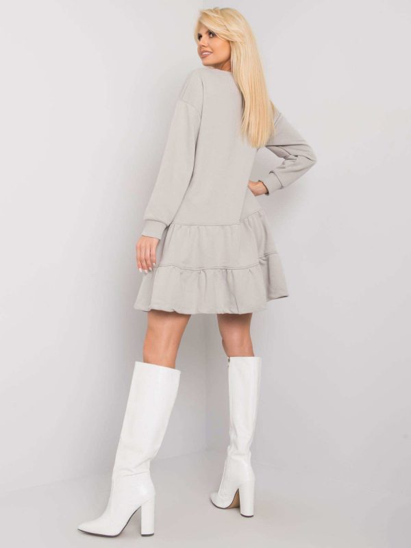 Light Grey Cassie Ruffle Sweatshirt Dress