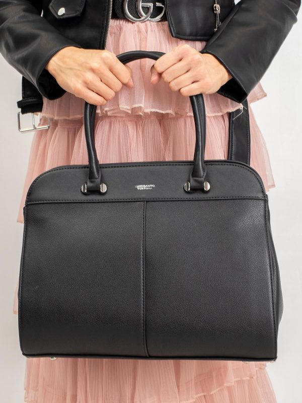 Black Shoulder Bag with Detachable Strap