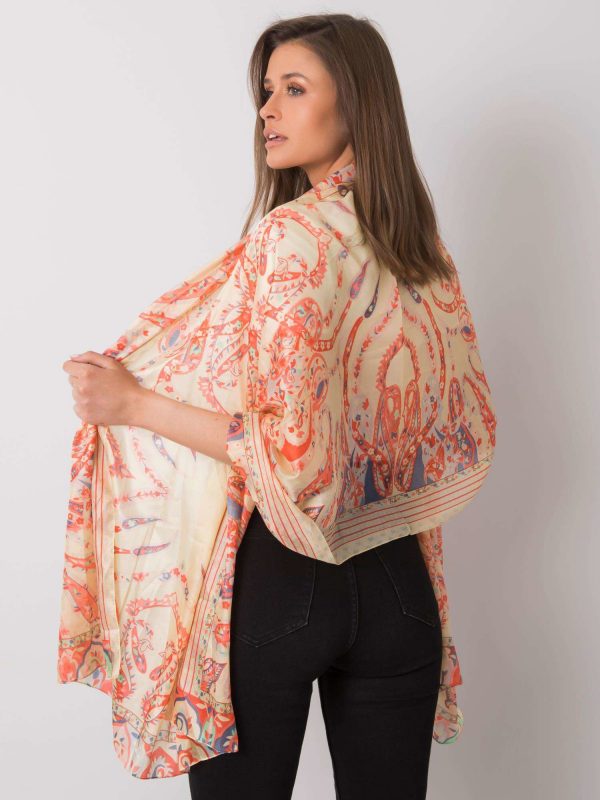 Light yellow scarf with colorful patterns