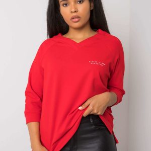 Naenia Red Plus Size Cotton Sweatshirt