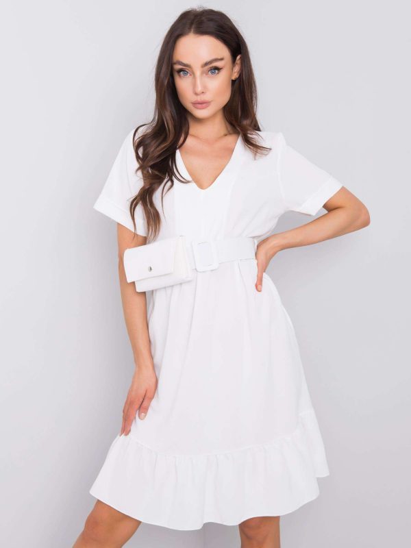 Ecru dress with ruffle Vianna