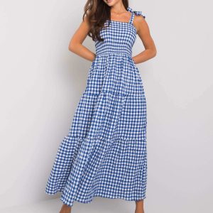 Michel's dark blue checkered dress RUE PARIS