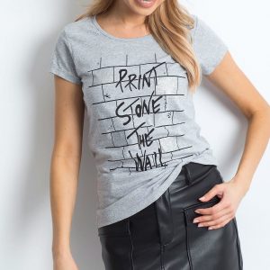 Grey T-shirt for women with print