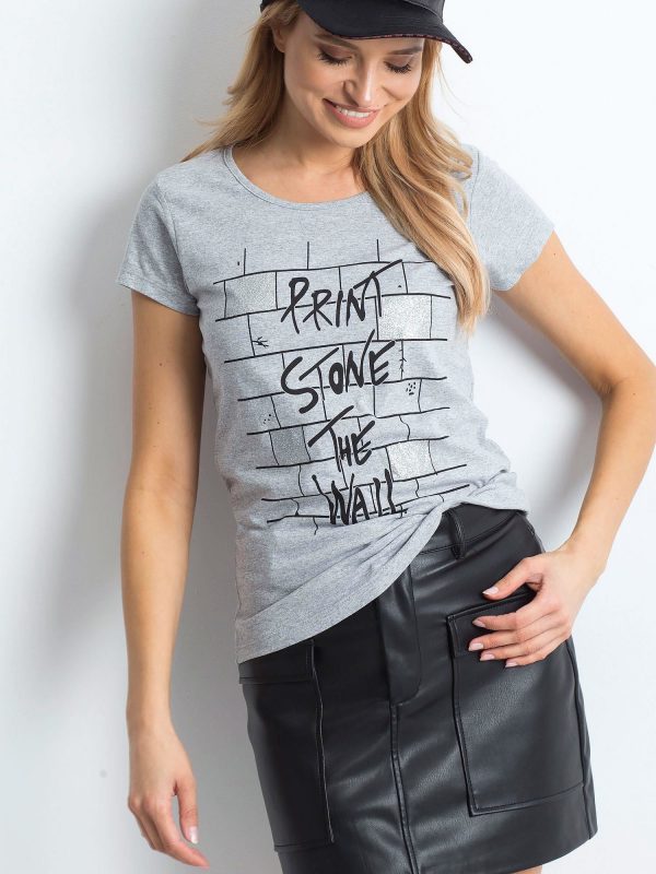 Grey T-shirt for women with print