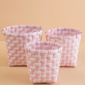 Pink Braided Basket Set