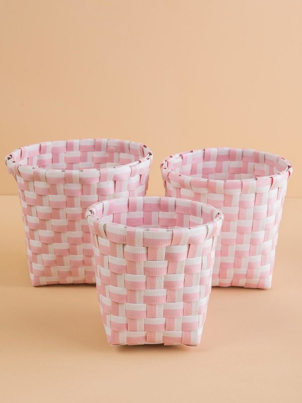 Pink Braided Basket Set