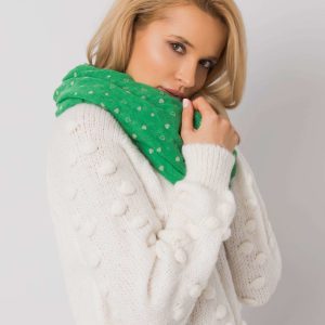 Green scarf in hearts