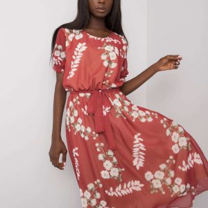 Burgundy women's dress with Odile prints