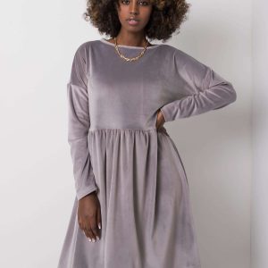 Dark grey velour dress Mauriel RUE PARIS