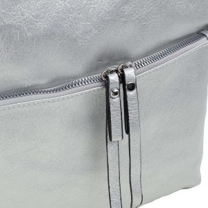 Women's silver eco leather handbag