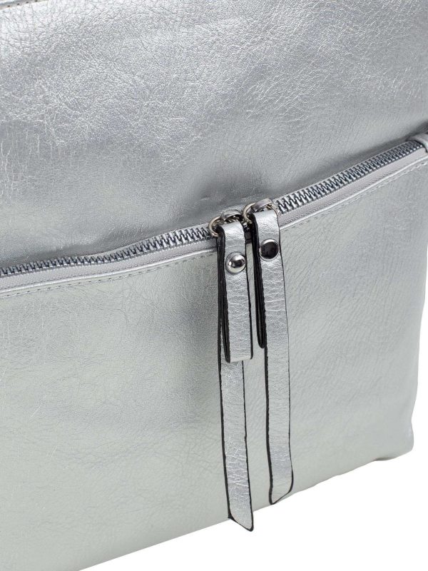 Women's silver eco leather handbag