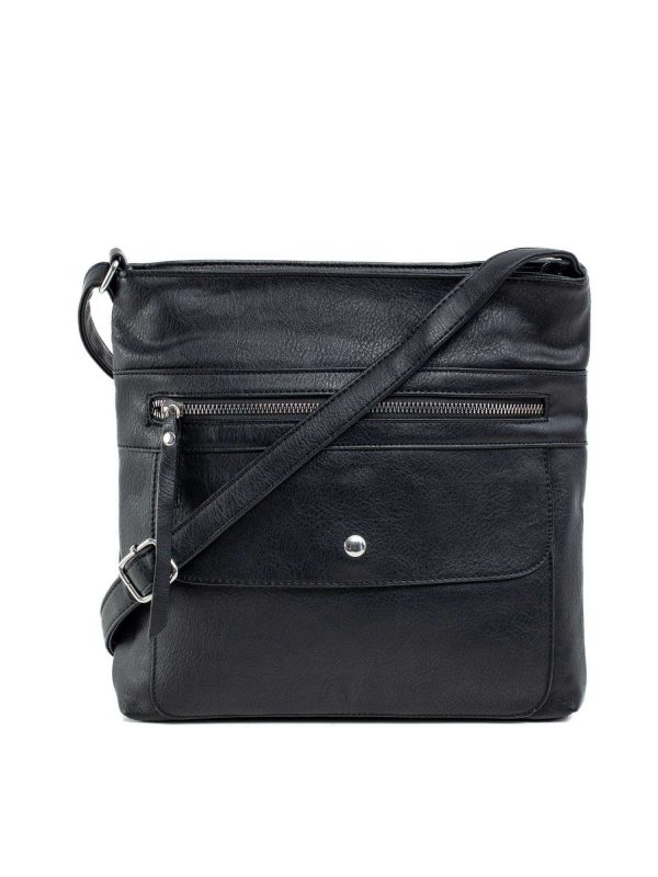 Black Shoulder Bag with Pockets