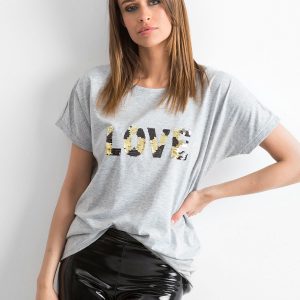 Grey loose-fitting t-shirt