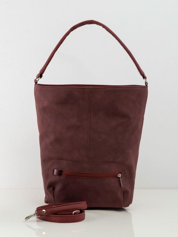 Burgundy city bag with pocket