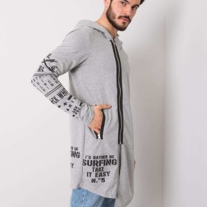 Grey sweatshirt for men with print on the back