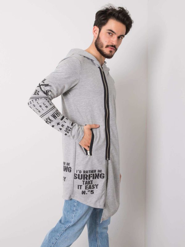 Grey sweatshirt for men with print on the back