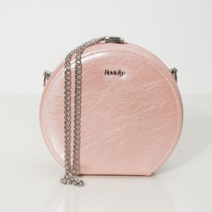 Light Pink Round Leather Handbag