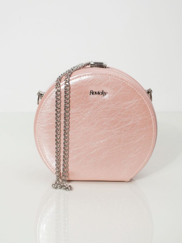 Light Pink Round Leather Handbag