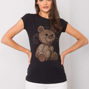 Black T-shirt with Misha applique