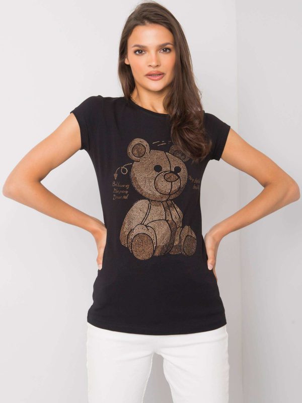 Black T-shirt with Misha applique