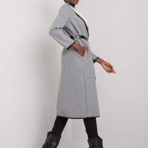 Grey melange coat with Kathy belt