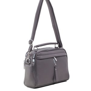 Dark Grey Women's Handbag with Detachable Strap