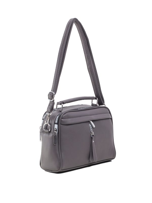 Dark Grey Women's Handbag with Detachable Strap