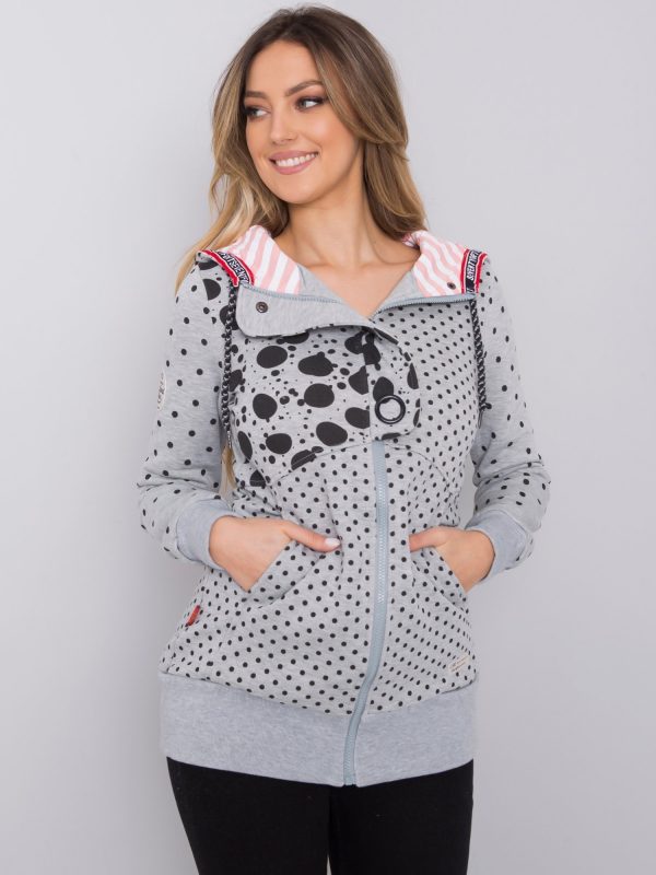 Grey long polka dot hoodie