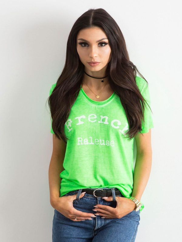 Fluo green blouse with inscription